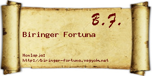 Biringer Fortuna névjegykártya